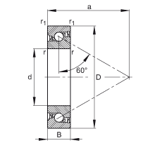 推力角接觸球軸承 BSB035072-2RS-T, 單向,接觸角 a = 60°,限制公差,兩側(cè)唇密封 推力角接觸球軸承 BSB035072-2RS-T, 單向,接觸角 a = 60°,限制公差,兩側(cè)唇密封