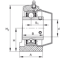 直立式軸承座單元 RSHEY50-TV-VA, 塑料軸承座,內圈帶平頭螺釘的外球面球軸承,耐腐蝕設計,R 型密封 直立式軸承座單元 RSHEY50-TV-VA, 塑料軸承座,內圈帶平頭螺釘的外球面球軸承,耐腐蝕設計,R 型密封