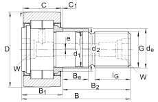 螺栓型滾輪 NUKRE47, 軸向引導(dǎo),滿裝圓柱滾子,帶偏心擋圈,兩側(cè)迷宮密封 螺栓型滾輪 NUKRE47, 軸向引導(dǎo),滿裝圓柱滾子,帶偏心擋圈,兩側(cè)迷宮密封