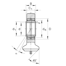 液壓桿端軸承 GK70-DO, 根據(jù) DIN ISO 12 240 標(biāo)準(zhǔn)，帶焊接面，需維護(hù)