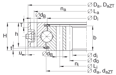 四點接觸球軸承 VI160288-N, 有內(nèi)齒，兩側(cè)唇密封
