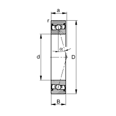 主軸軸承 HSS71906-C-T-P4S, 調節，成對安裝，接觸角 α = 15°，兩側唇密封，非接觸，加嚴公差