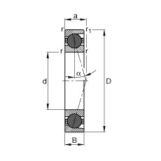 主軸軸承 HCB7014-C-T-P4S, 調節，成對或單元安裝，接觸角 α = 15°，陶瓷球，限制公差