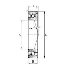 主軸軸承 HS7013-C-T-P4S, 調節，成對安裝，接觸角 α = 15°，限制公差