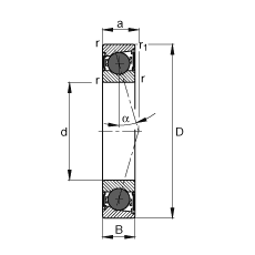主軸軸承 HCB71915-C-2RSD-T-P4S, 調節，成對或單元安裝，接觸角 α = 15°，陶瓷球，兩側唇密封，非接觸，限制公差
